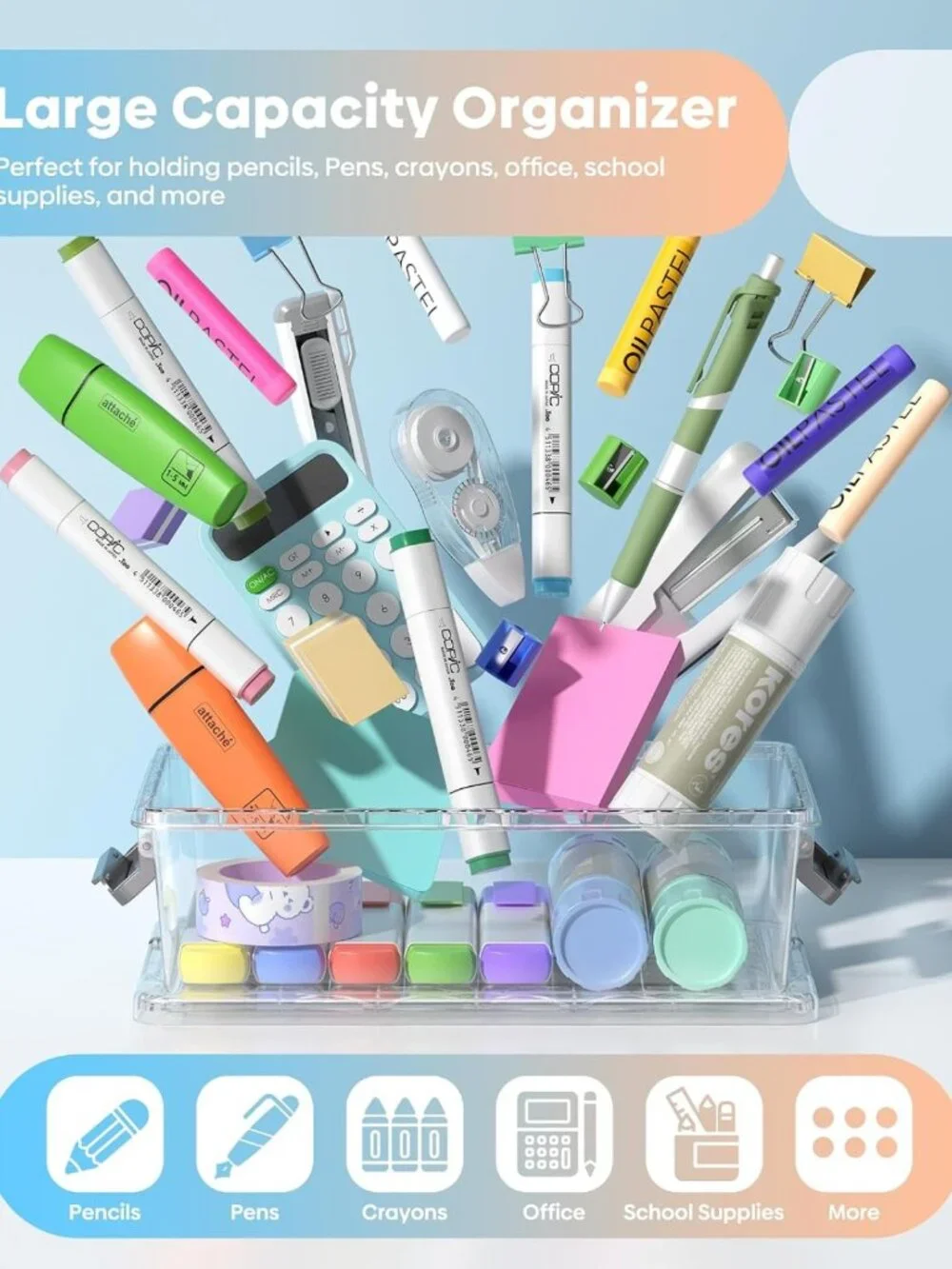 8 Pack Clear Pencil Case Set - Stackable Craft Organizers for Art Supplies
